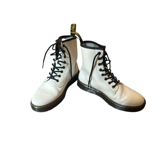 Dr. Martens White Leather Zevala Combat Boots – 7 M / 8 W, 8-Eyelet, Flat Sole - Picture 3 of 9